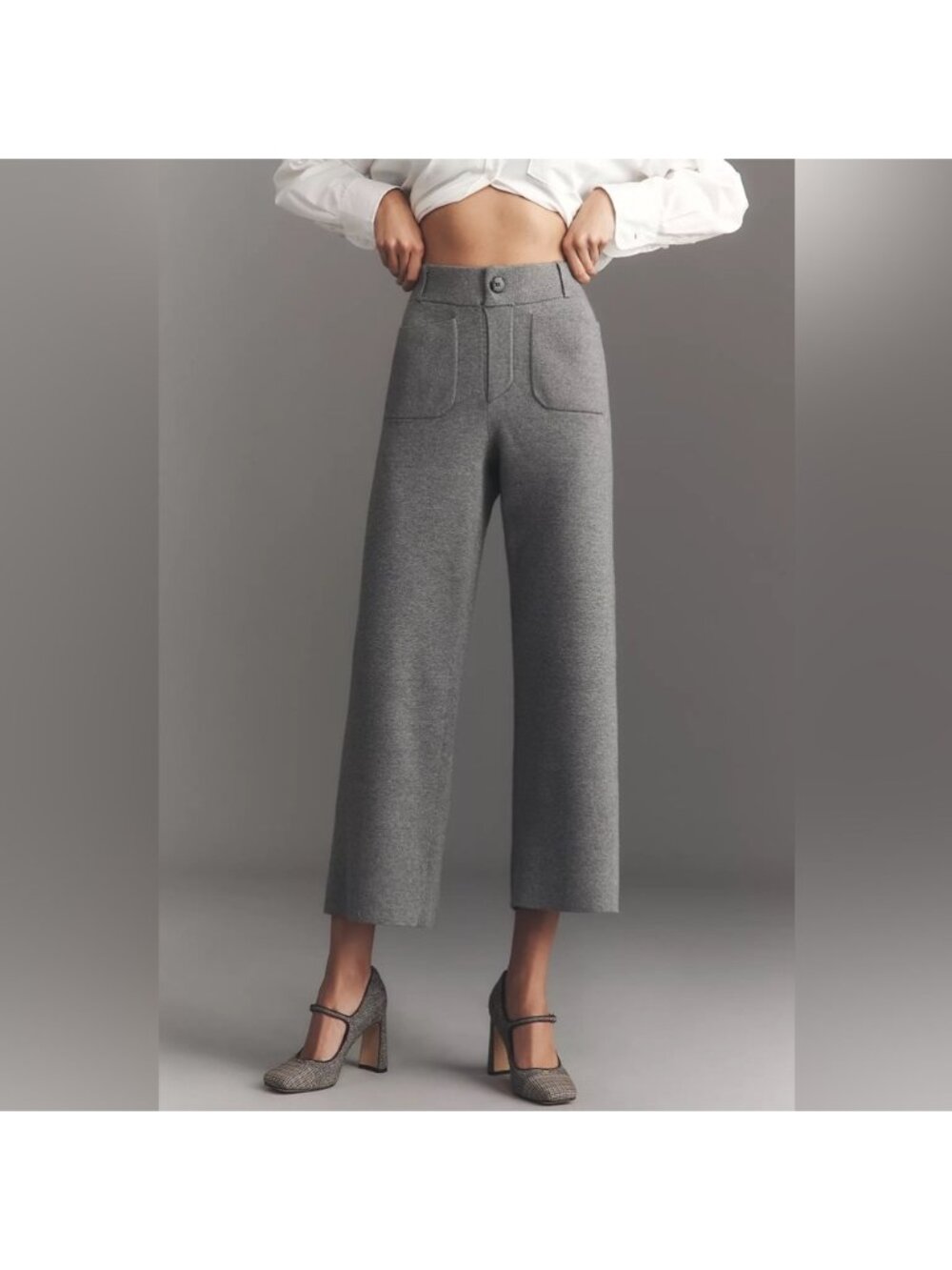 Anthropologie Maeve Medium Colette Sweater Knit High-Rise Wide-Leg Cropped Pants